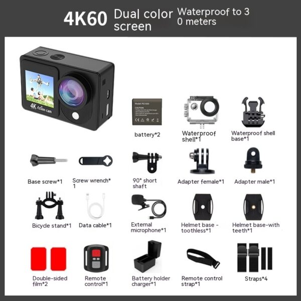 Waterproof 30 M True 4K Riding Camera Anti-shake Wide Angle HD Action Camera - Image 3