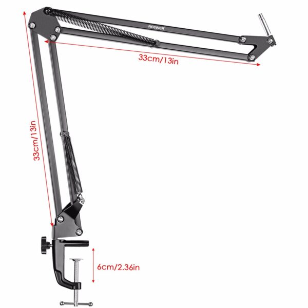 Neewer NW-7000 USB Professional Studio Condenser Microphone and NW-35 Adjustable Suspension Scissor Arm Stand with Shock Mount and Table Mounting Clamp Kit Perfect for Broadcasting and Sound Recording - Image 4