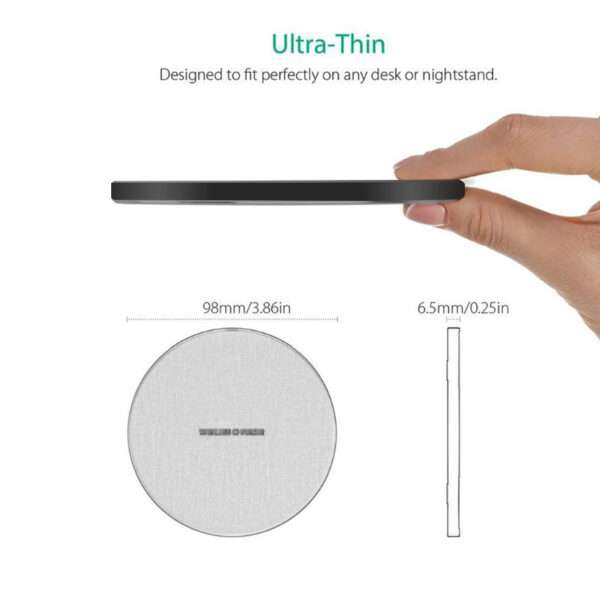Qi Standard Ultra-Thin Fabric Aluminum Alloy Fast Charge Wireless Charger 15W Fast Charge Fast Charger Disc Wireless Charger - Image 4