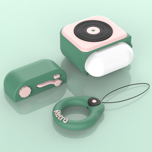 Cartoon Retro Gramophone  Wireless Bluetooth Headset Silicone Case - Image 3