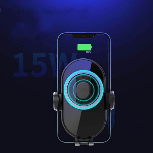 Wireless Smart Fast Charge Black Technology 15W Car Charger - Image 2