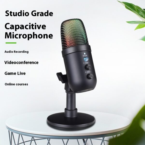 USB Microphone RGB Mobile Phone Computer Live Karaoke E-sports Games Microphone - Image 3