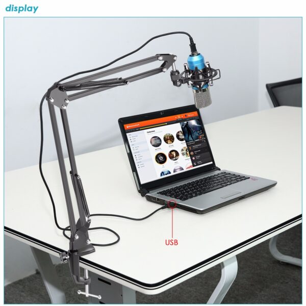 Neewer NW-7000 USB Professional Studio Condenser Microphone and NW-35 Adjustable Suspension Scissor Arm Stand with Shock Mount and Table Mounting Clamp Kit Perfect for Broadcasting and Sound Recording - Image 7