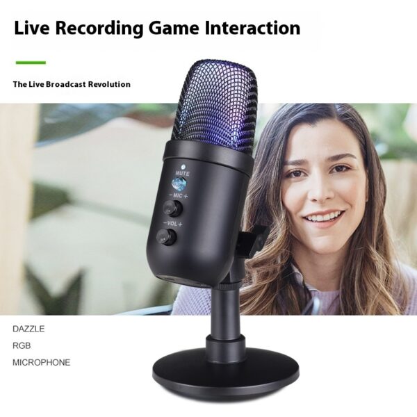 USB Microphone RGB Mobile Phone Computer Live Karaoke E-sports Games Microphone - Image 2