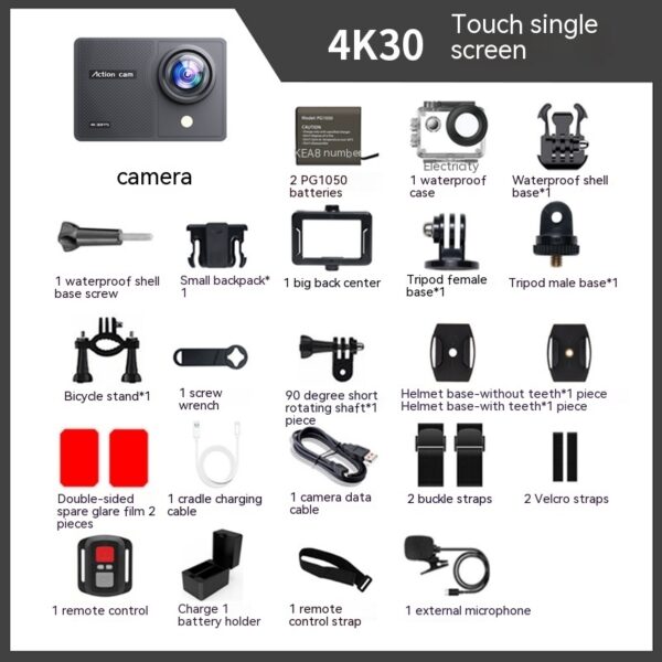 Waterproof 30 M True 4K Riding Camera Anti-shake Wide Angle HD Action Camera - Image 5