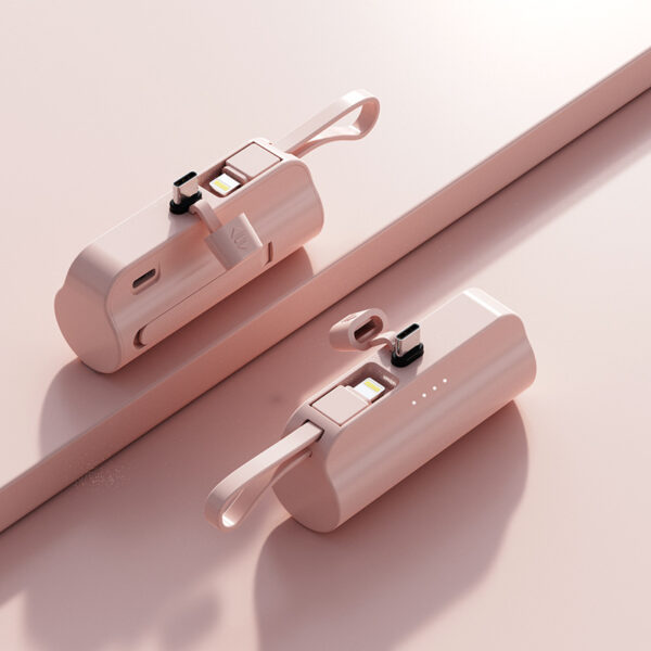 5000mah Portable Charger With Built-in Cable Power Bank External Battery - Image 3