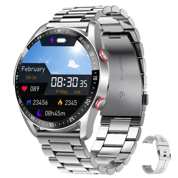 Smart Watch ECG PPG Business Stainless Steel Strap Bluetooth Call - Image 5