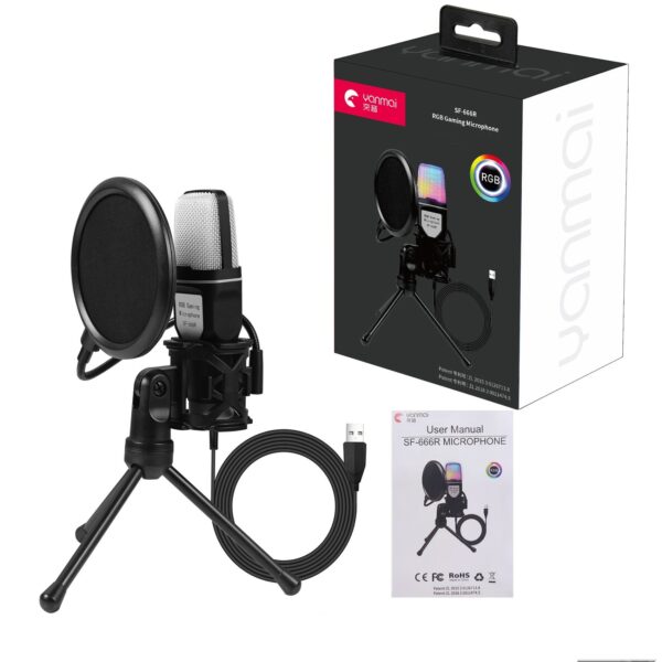 Clear Full RGB Capacitor Esports Gaming Desktop Microphone Computer Microphone - Image 4