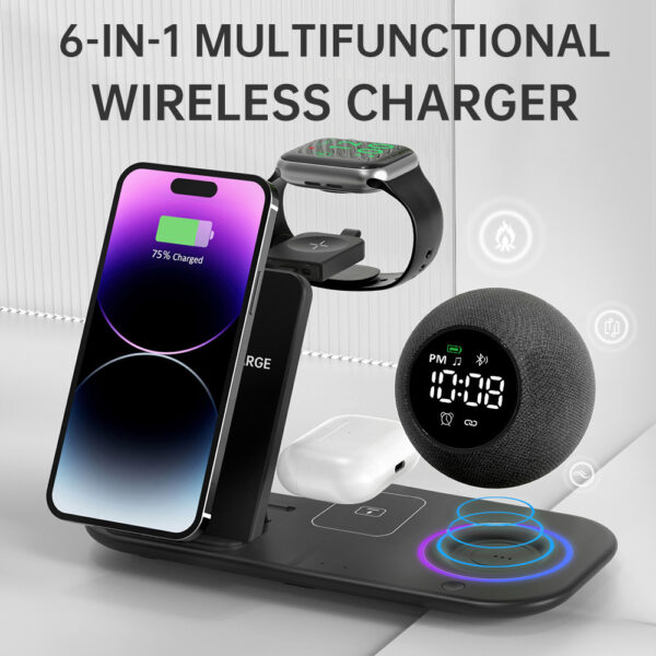 Multi Functional White Noise Ambient Light Alarm Clock Bluetooth Speaker - Image 2