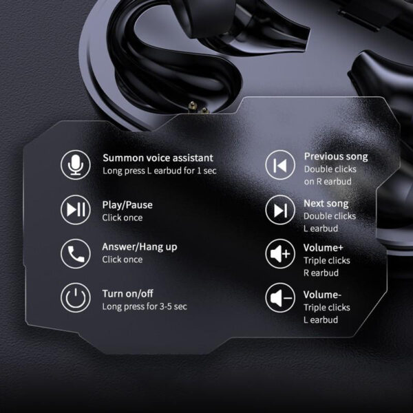 Ear Clip Bone Conduction Headphone Bluetooth-compatible 5.2 HIFI Wireless Earphone Touch Handsfree Sports Noise Cancelling Headset With Mic - Image 5