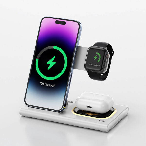 3 IN 1 15W Wireless Charging Charger Magnetic Desktop Night Light Iwatch Fast Charging Stand Gift Customization - Image 3